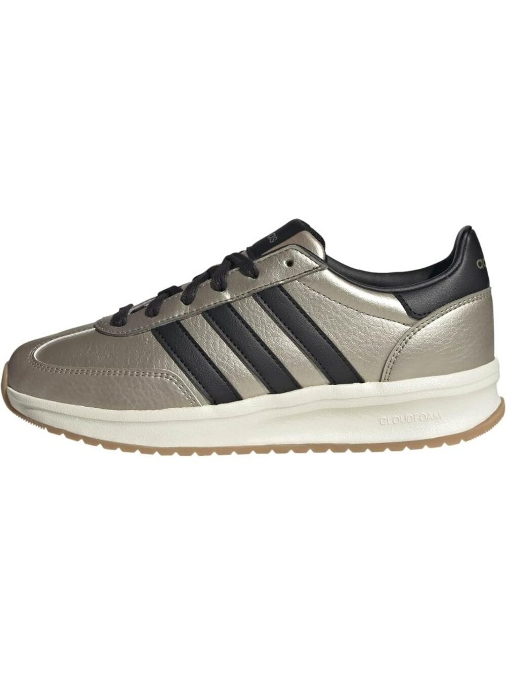 Womens Metallic Black Rubber Run 70s Lace-Up Closure Breathable Athletic Shoes